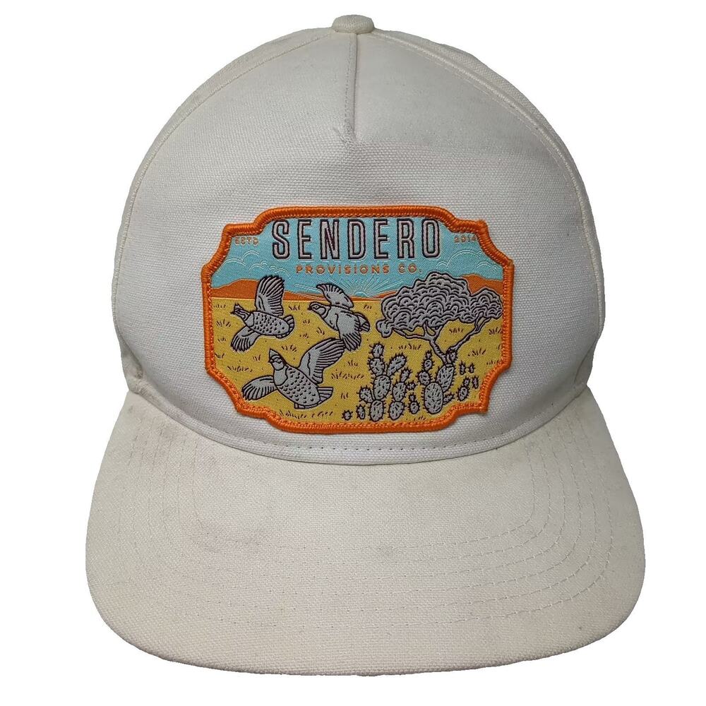 Sendero Provisions Co. 5 Panel Beige Hat One Size Quail Desert Patch Adjustable